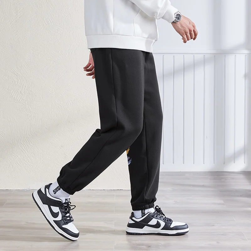 

Autumn New Gray Sports Pants Men's Korean-Style Loose Tappered Fleece-Lined Casual Pants Men's Trousers Thick