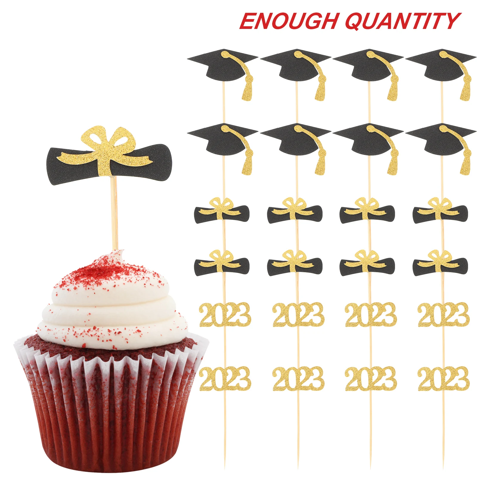 

24Pcs Paper Cupcake Topper Graduation Cake Toppers Cake Insert DIY Cake Insert Picks Graduation Party Decoration Cake Accessory