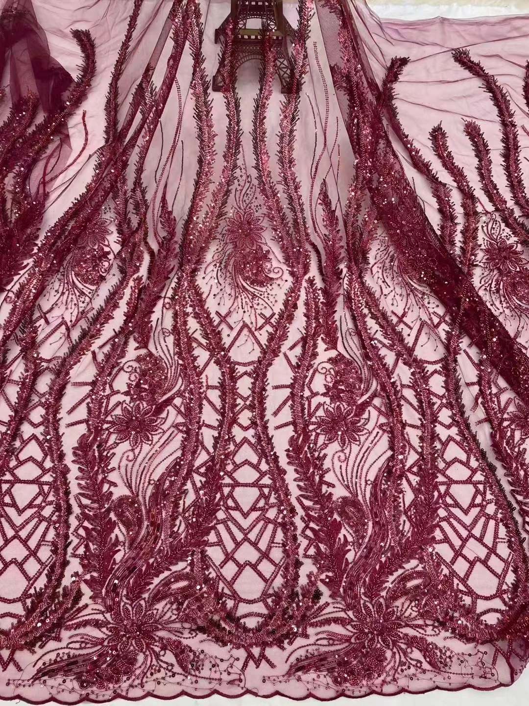 Новый товар Сетчатое платье-Ципао из ткани с большими цветами и блестками