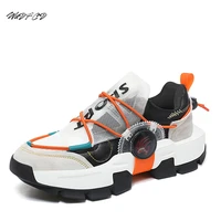 mens chunky sneaker fashion casual mixed colors cow suede microfiber leather upper height increased flat platform running shoes