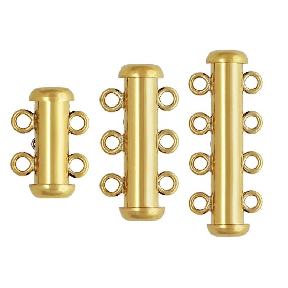 

14K Gold Filled Slide Lock Bar Tube Clasp 2 3 4 Rings for Layered Detangler Clasp 1/20 14K