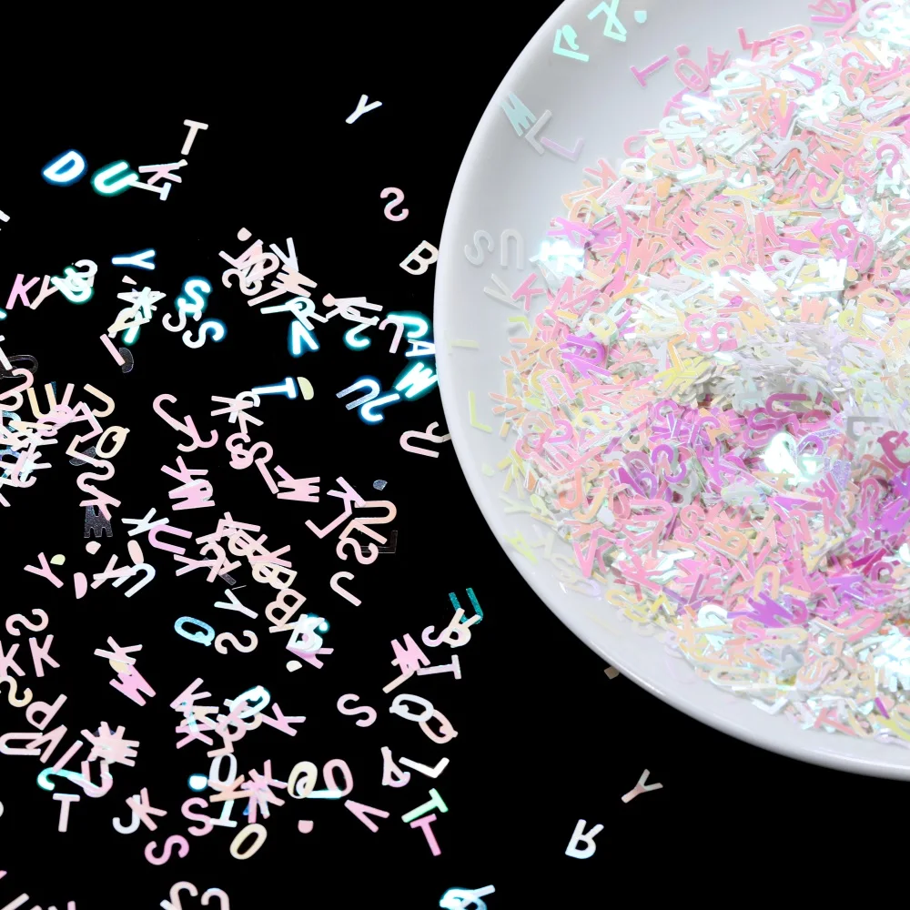 

10g/Lot Mixed Letter Shape Sequins Glitter Paillette Laser PET Sequin Resin Fillings for DIY Epoxy Resin Mold Crafts Nail Art