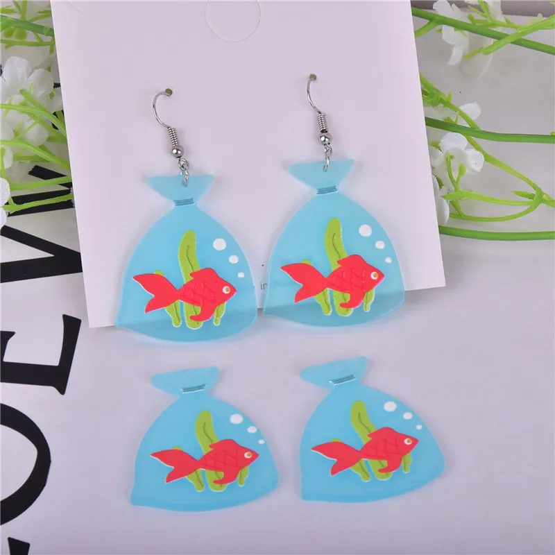 10pcs/pack Ocean Style Fish Bag Acrylic Charms for DIY Earring Necklace Keychain Jewelry Resin Pendant Design Making 27*35mm |