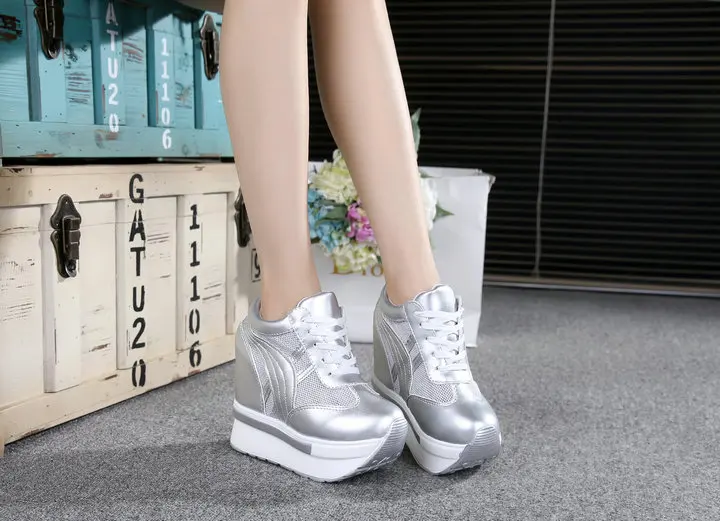 Ladies Wedge Sneakers High Top Casual Shoes Women Platform Trainers Footwear Heels Zapatillas Mujer  Plus Size   46