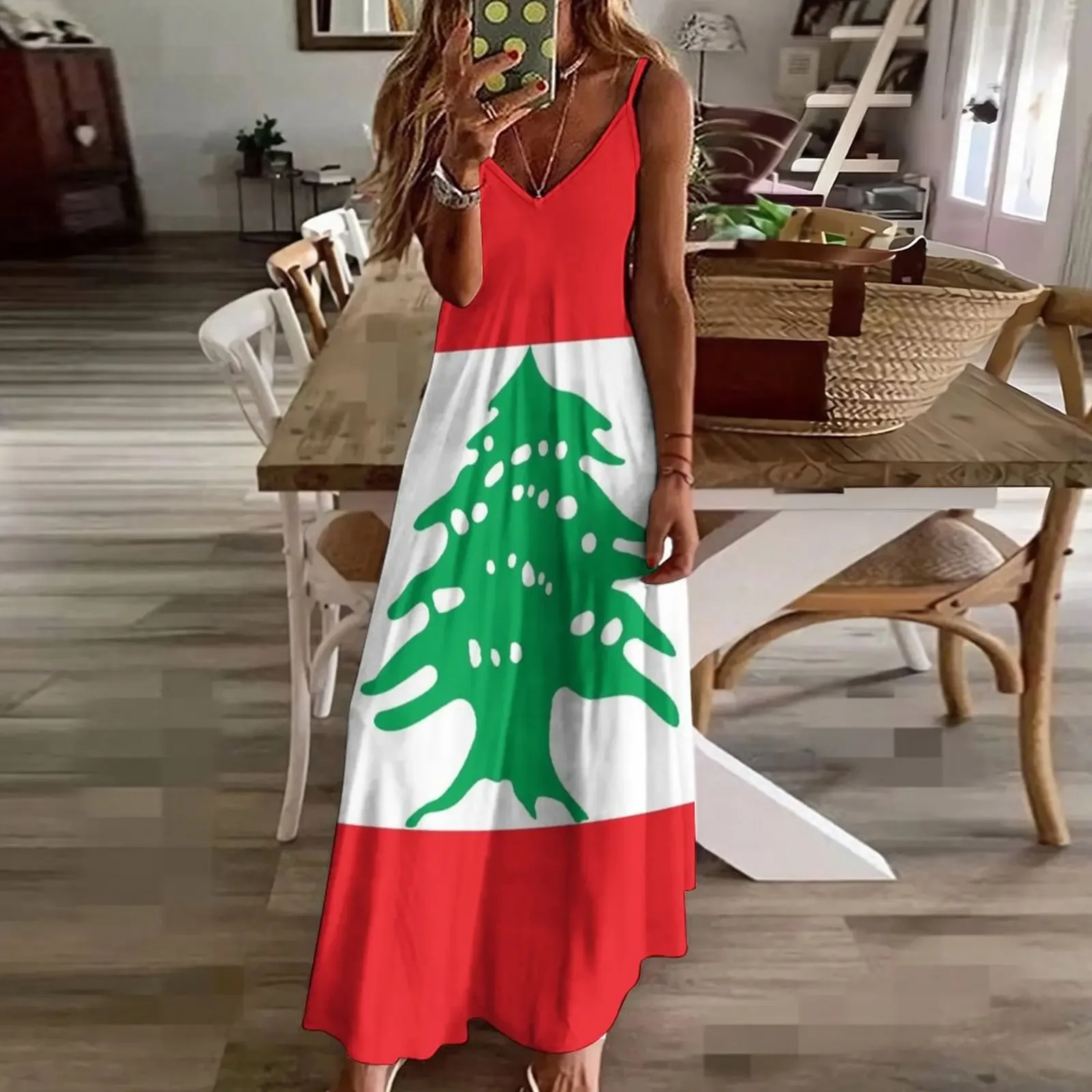 Платье без рукавов с ливанским флагом женская летняя юбка вечерние платья