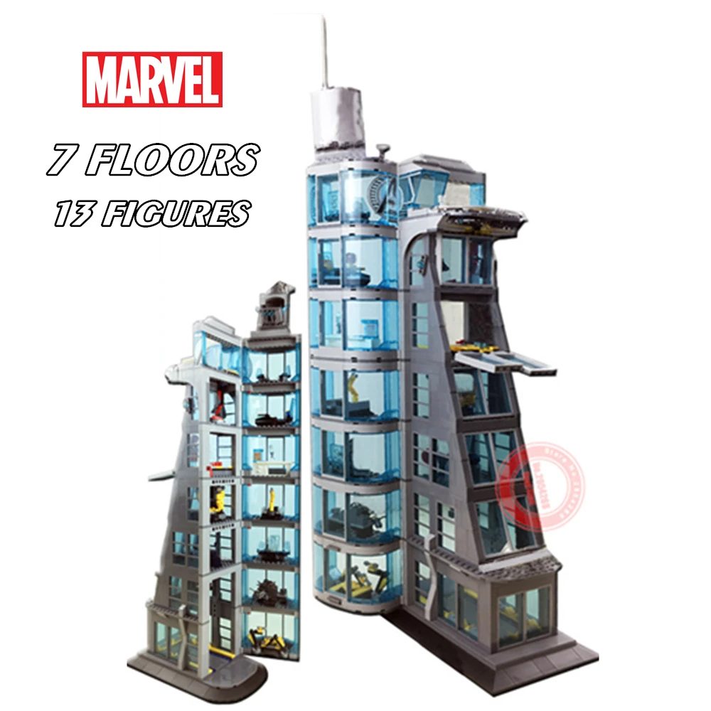

7 FLOOR Marvel Avengers Tower Spiderman Iron Man Heroes Stark Tower Thanos Thor Figures Streetview Building Block Brick Gift Toy