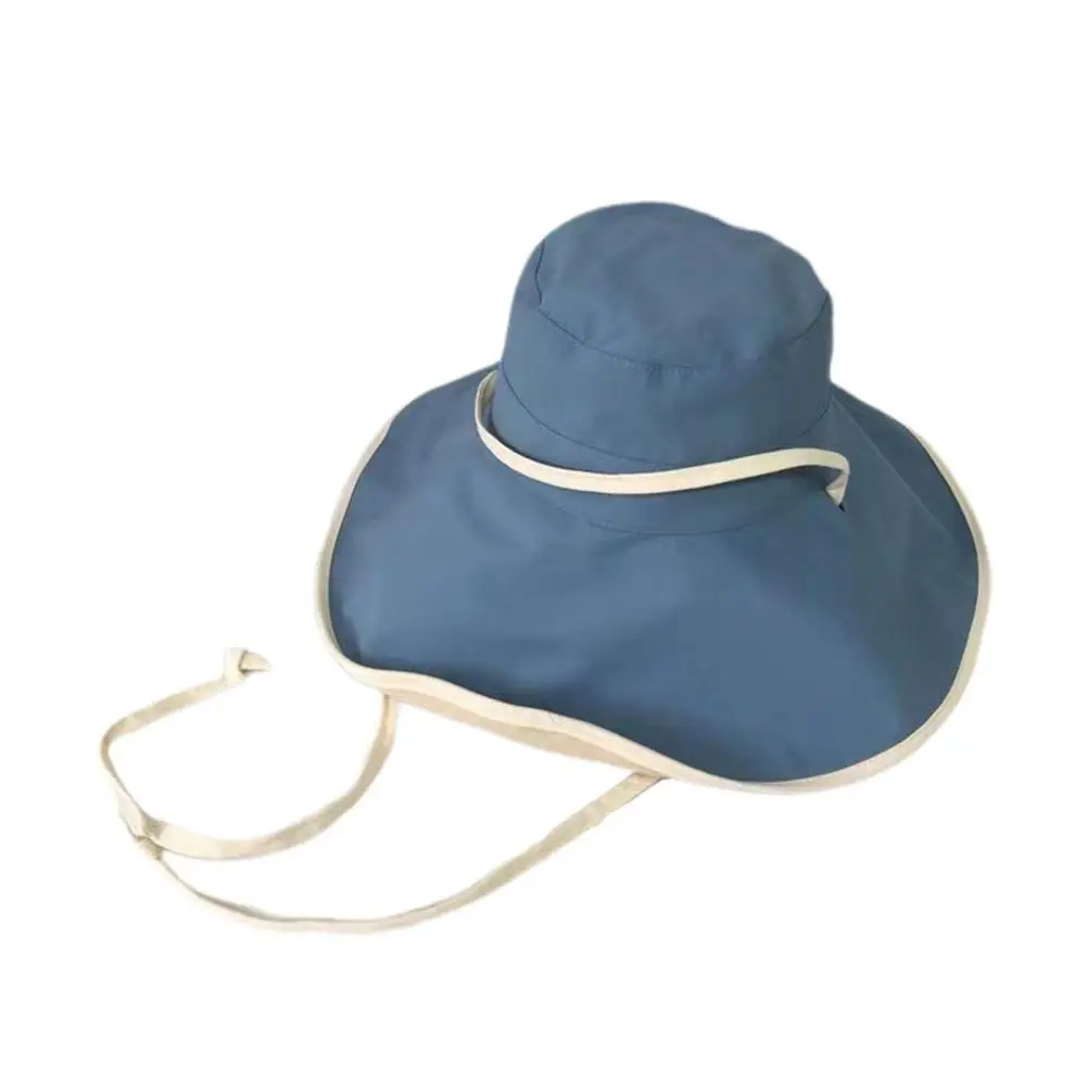 

Панама с широкими полями женская, однотонная летняя кепка с защитой от ультрафиолета, со шнурком, для улицы, шапки от солнца для женщин