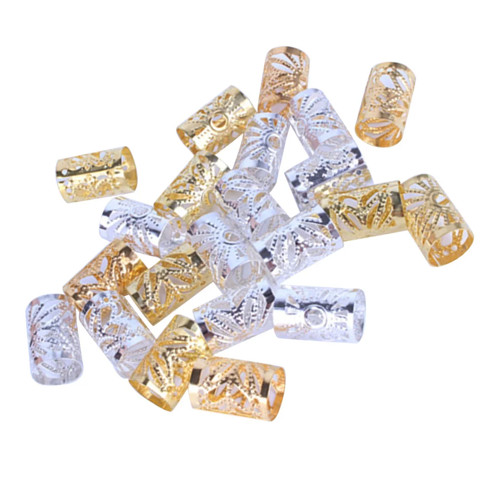 

100pcs Dreadlock Beads Delicate Hair Cuffs Multiple Hair Decoration Braiding Hair Braid Jewelry(Golden and Silver)