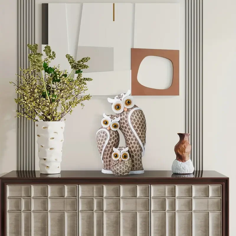 ERMAKOVA 1 набор из 3 шт. семейная фигурка совы смолы современная минималистичная