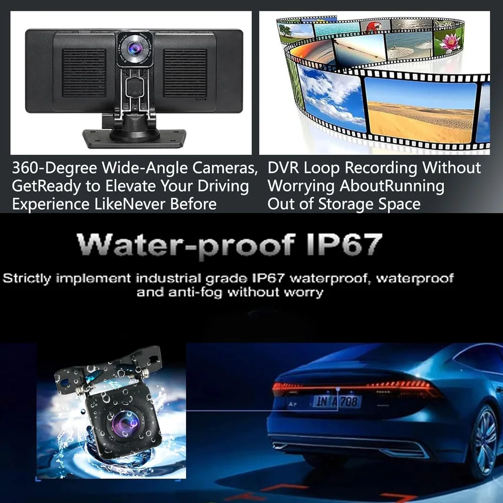 10 26 ''Беспроводная Автомобильная стерео камера Carplay 4K Dash Cam Беспроводная Android