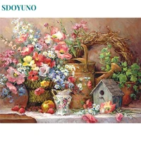 sdoyuno landscape diy frame painting by numbers flowers kit acrylic paints oil painting home decor for adults kit gift