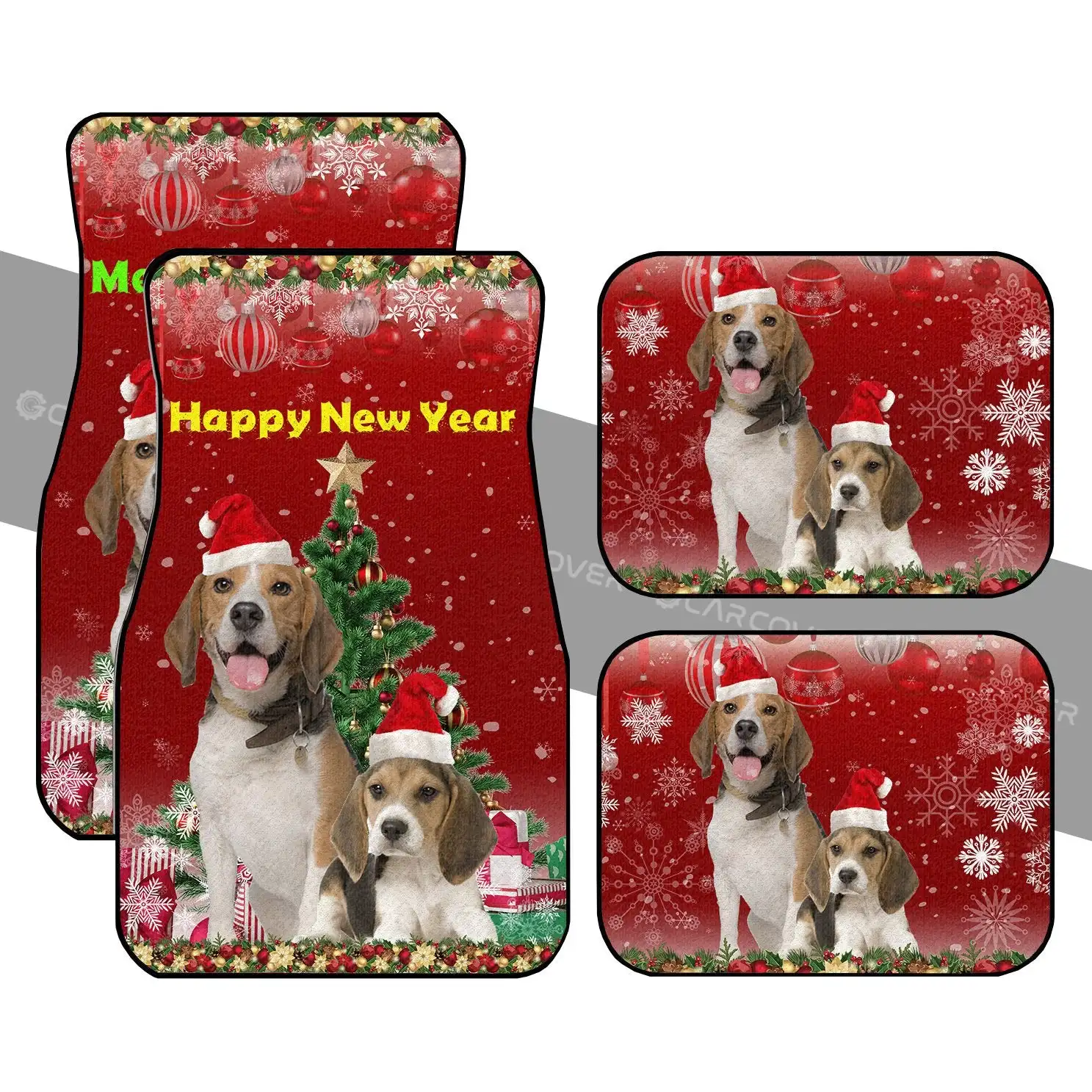 

Cute Xmas Beagles Car Floor Mats Custom Car Accessories Christmas Decorations