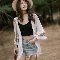 travel beach resort big yards long cardigan coat is prevented bask in thin section