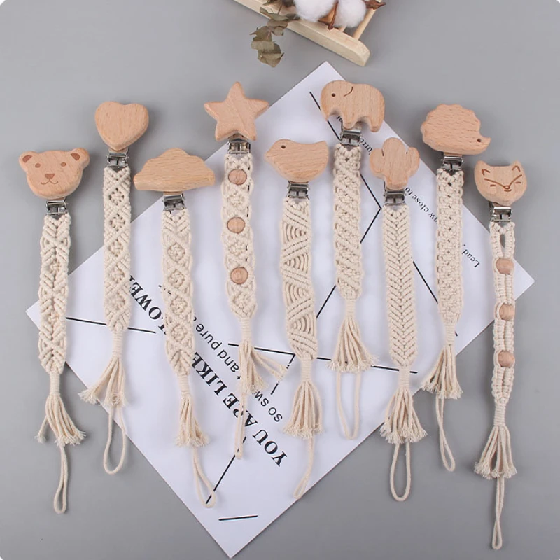 

Безопасный Малыш пустышка соска держатель цепочка ремешок ручной работы плетеный хлопковый шнур деревянные зажимы для соски