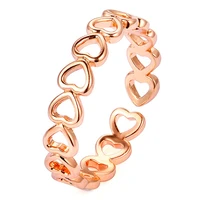 fashion gold color hollowed out love heart shape open ring design cute fashion love jewelry gifts for girlfriend