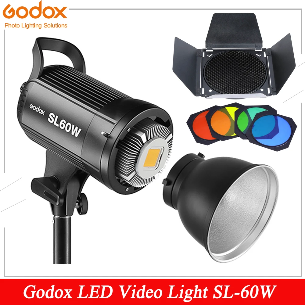 Godox SL-60W Lampe vidéo LED et boîte à lumière 60 x 60 cm compatible studio de photographie support déclairage grille nid dabeille 2 pièces 