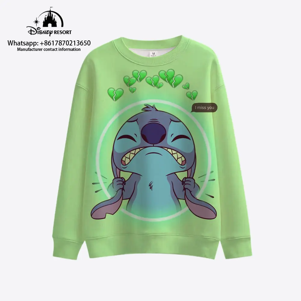 

2022 Fall New Streetwear Stitch Collection Disney Brand Crew Neck Fashion Casual Women's Long Sleeve Sweatshirt Ladies Top Y2K