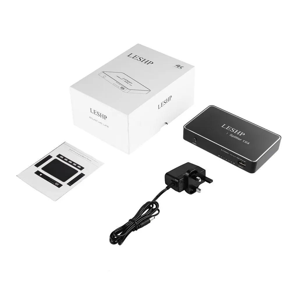 

LESHP 1 Port HDMI Input 4 Port HDMI Output HDMI 2.0 Splitter With USB Charge Support 1080P 3D Compliant HDMI 2.0 HDCP 2.2