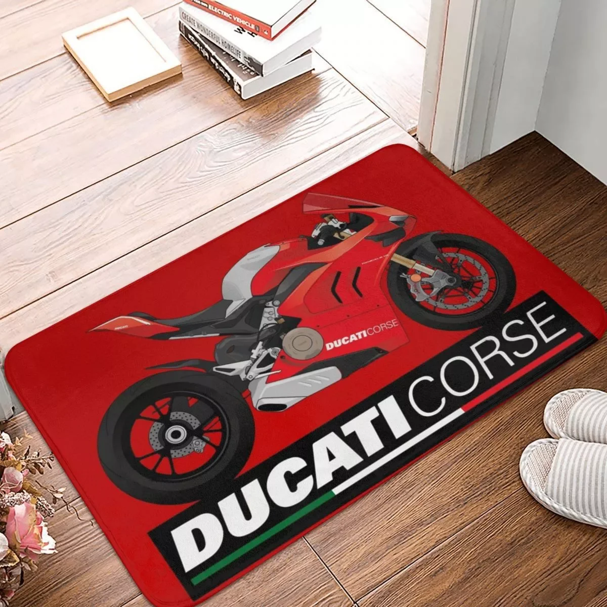 

Motorcycle Pattern Polyester Door Mat Carpet Carpet Foot Mat Non-slip Entrance Kitchen Bedroom Balcony Bathroom Living Room