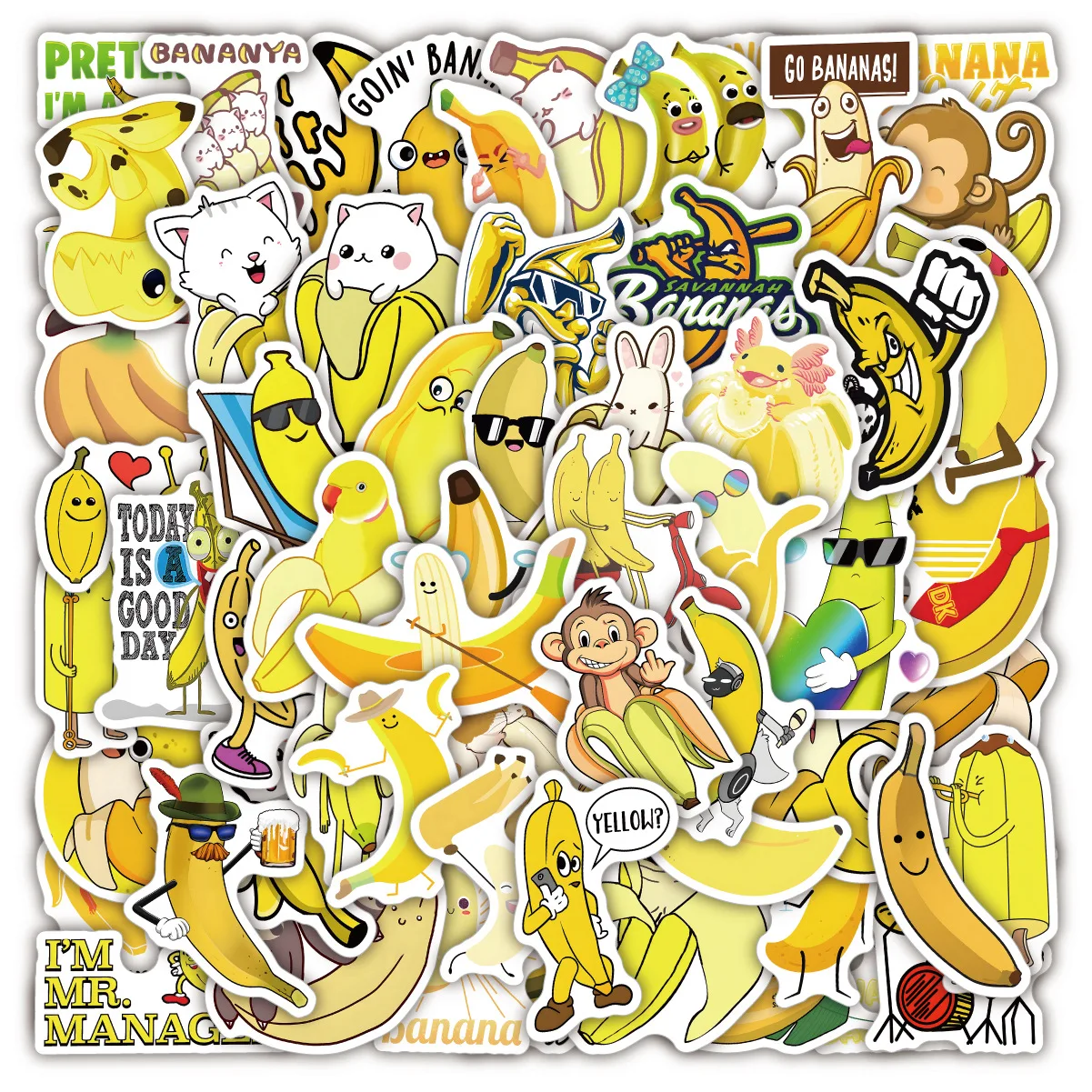 

10/30/60pcs Banana Cartoon Graffiti Stickers Scrapbook Creative Waterproof Plant Laptop Kids Toys Motorcycle Decal Stickers