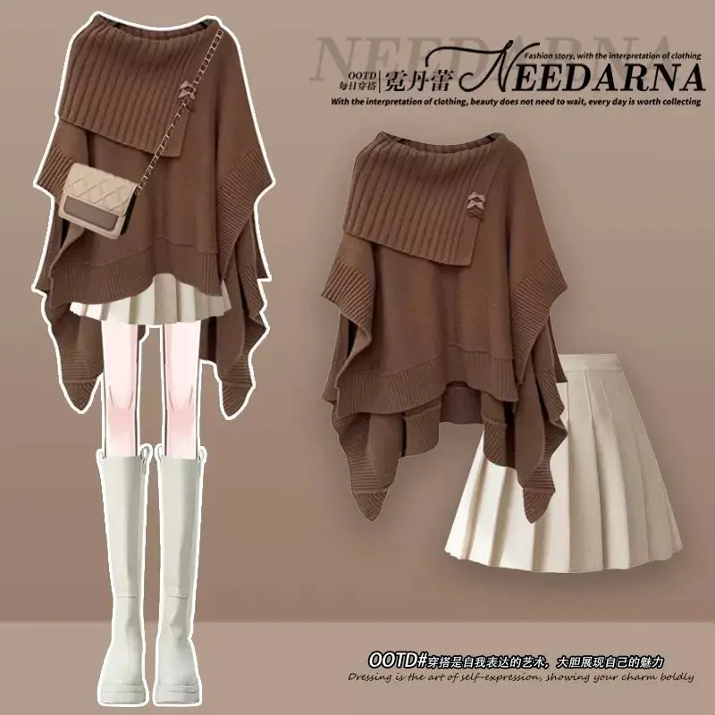 Женский костюм-двойка с плиссированной короткой юбкой Нежный трикотажный топ в