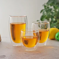 80250350450ml heat resistant double wall glass cup beer coffee milk water cups drink mug tea mugs transparent drinkware set