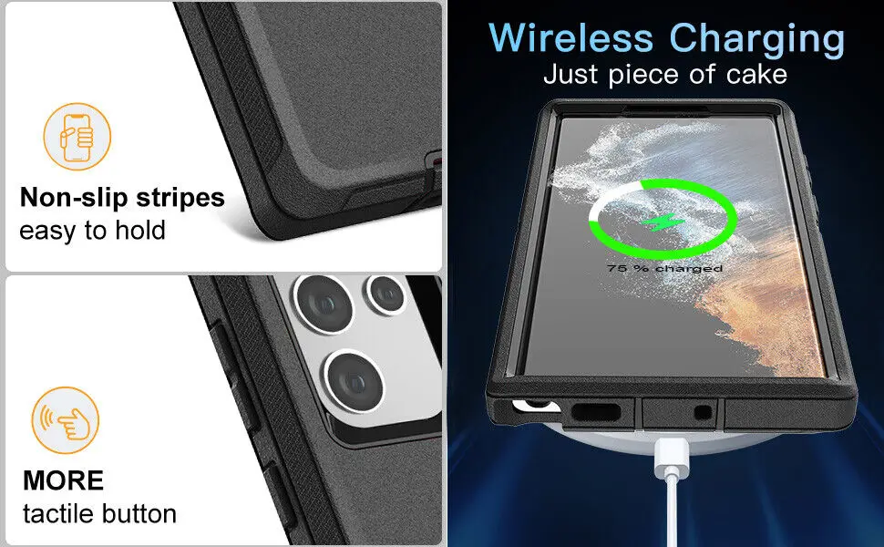 Armor Bumper Shockproof Phone Case For Samsung Galaxy S22 Plus S23 Ultra S21+ S20 Shockproof Defender Case Cover with Belt Clip