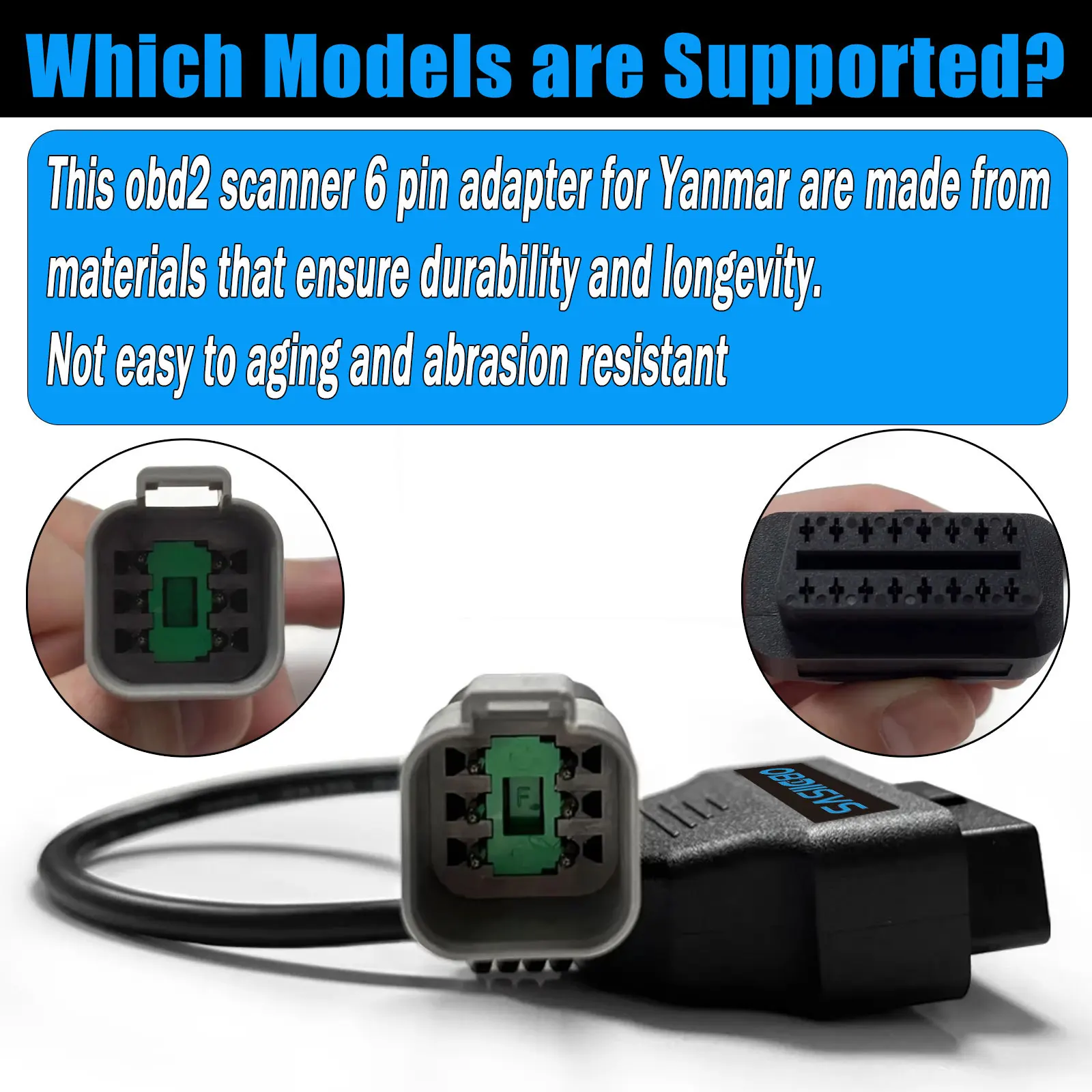 Фото Диагностический кабель OBD2 6-контактный для двигателей Yanmar, разъем сканера OBD2 для дизельных автомобилей Yanmar 24V, диагностический адаптер OBDII №3