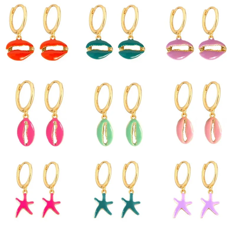 

1 Pair 2022 NEW Small Hoop Earrings Starfish Crab Legs Charms Gold Color Drop Earring for Women Ladies Minimalist Jewelry Aretes
