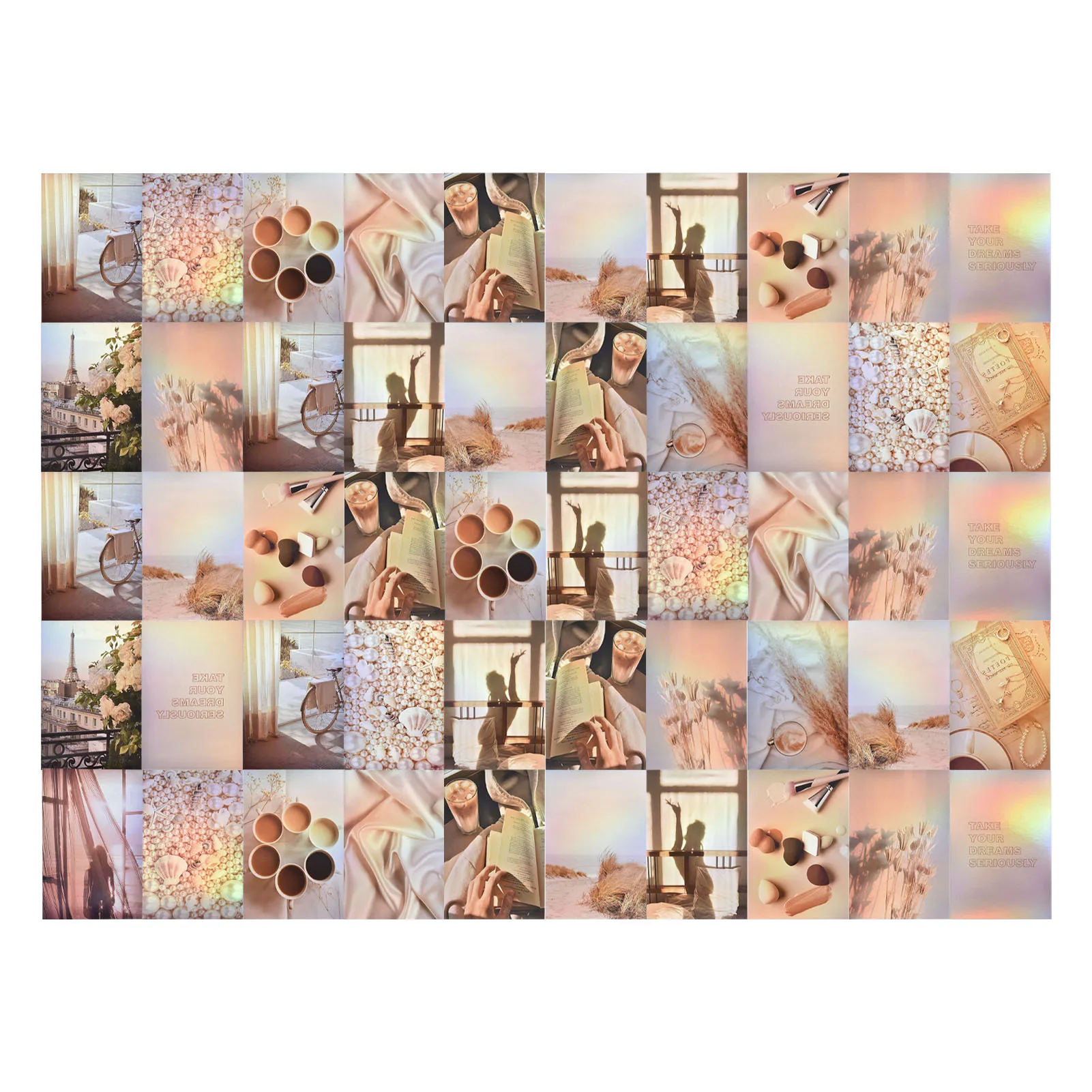 

Aesthetic Picture For Wall Collage 50PCS Dorm Trendy Posters Art Photo Reflective Abstract Postcard Wall Sticker Photo Display