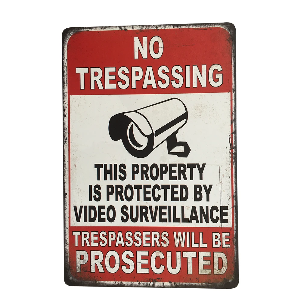 

ПредуПредупреждение ительная камера видеонаблюдения с ретротинным знаком, 24 часа видео, X 30 0 мм, Безопасный металлический налет, винтажный ...