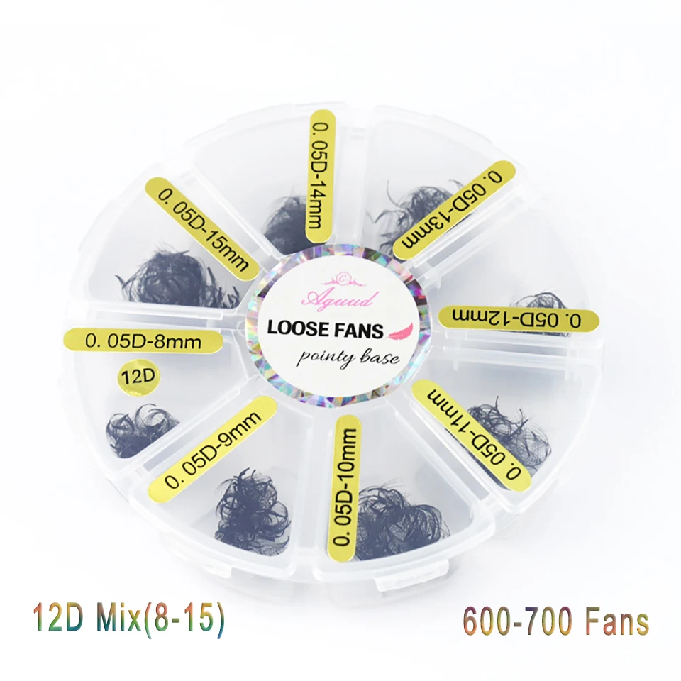 

Aguud Loose FansThin Pointy Base Premade Fans Lash Sharp Narrow Stem Loose Fans Russian Volume Lash Faux Mink Eyelash Extensions