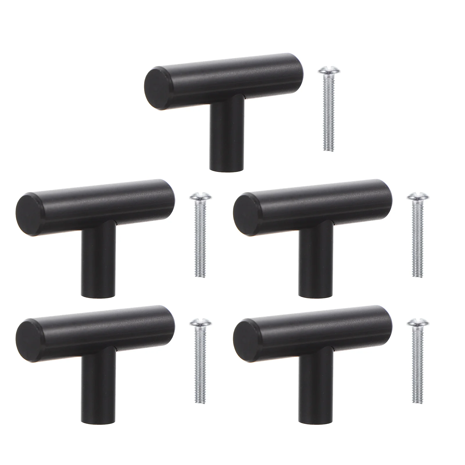 

5pcs Single Hole Black Cabinet Knobs Furniture Handles Cupboards Bar Pulls