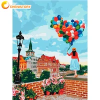 chenistory picture by number kits girl scenery coloring paint on canvas painting by number drawing diy gift home decortion
