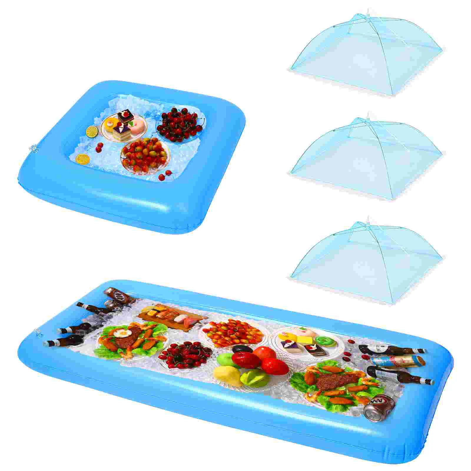 

Inflatable Pool Bar Cooler Servingfood Buffet Drink Holder Floating Accessories Plates Plate Covers Salad Ice Tent Table Outdoor