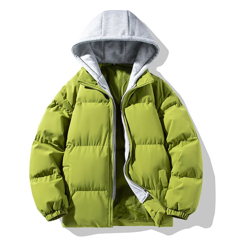 

Новинка 2023, искусственное хлопковое пальто из двух частей, мужское однотонное зимнее пальто с капюшоном, новое свободное плюшевое плотное хлопковое пальто, теплое пуховое пальто, куртка с зажимом