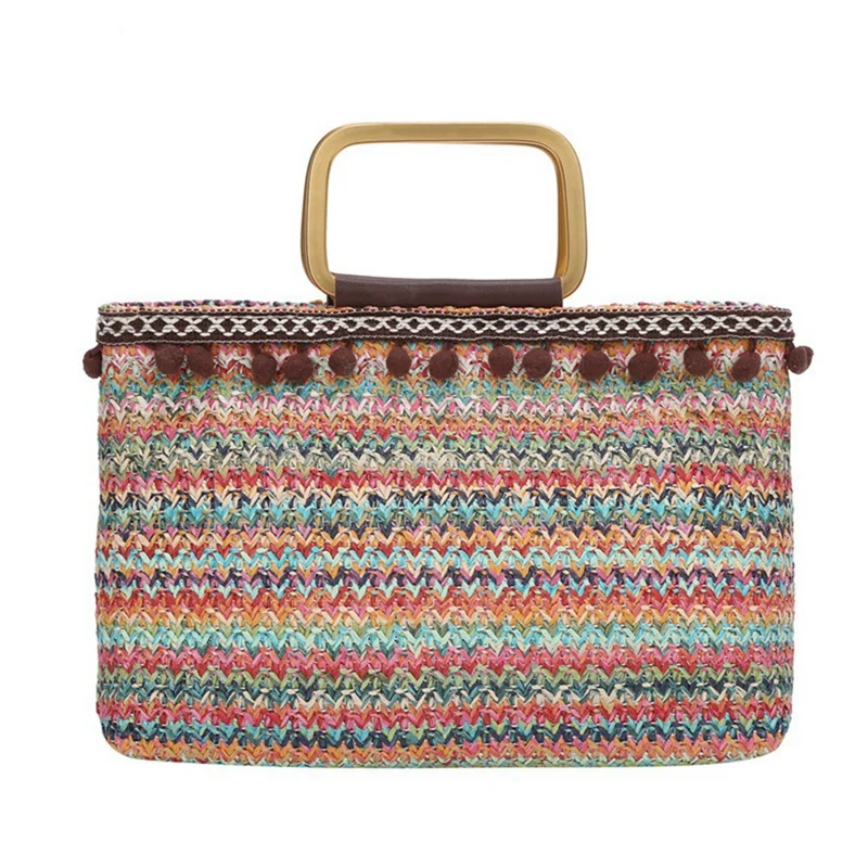 

Summer Fashion Straw Woven Vintage Tassel Women Handbag Casual Large Capacity Ladies Beach Vacation Shopping Tote Bag