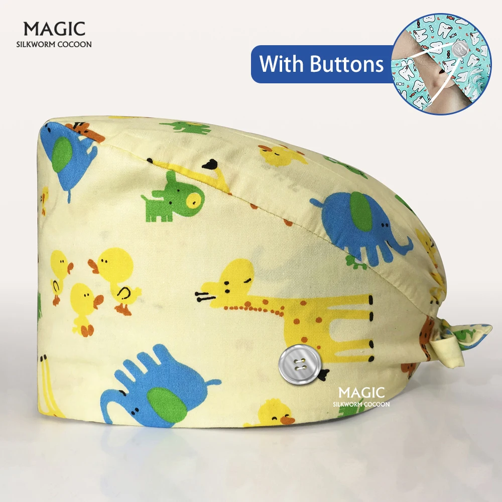 

Стоматологические медицинские скрабы, женские кепки, хирургическая Кепка, анестезирующая шапка для кормления с кнопками, докторская шапка ...