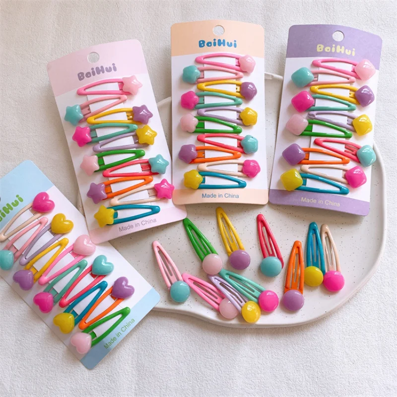 

10 Pcs New Korea Children's Cute Colorful Star Love BB Clip Headwear Fashion Sweet Girl Princess Bean Hairpins Hair Accessories