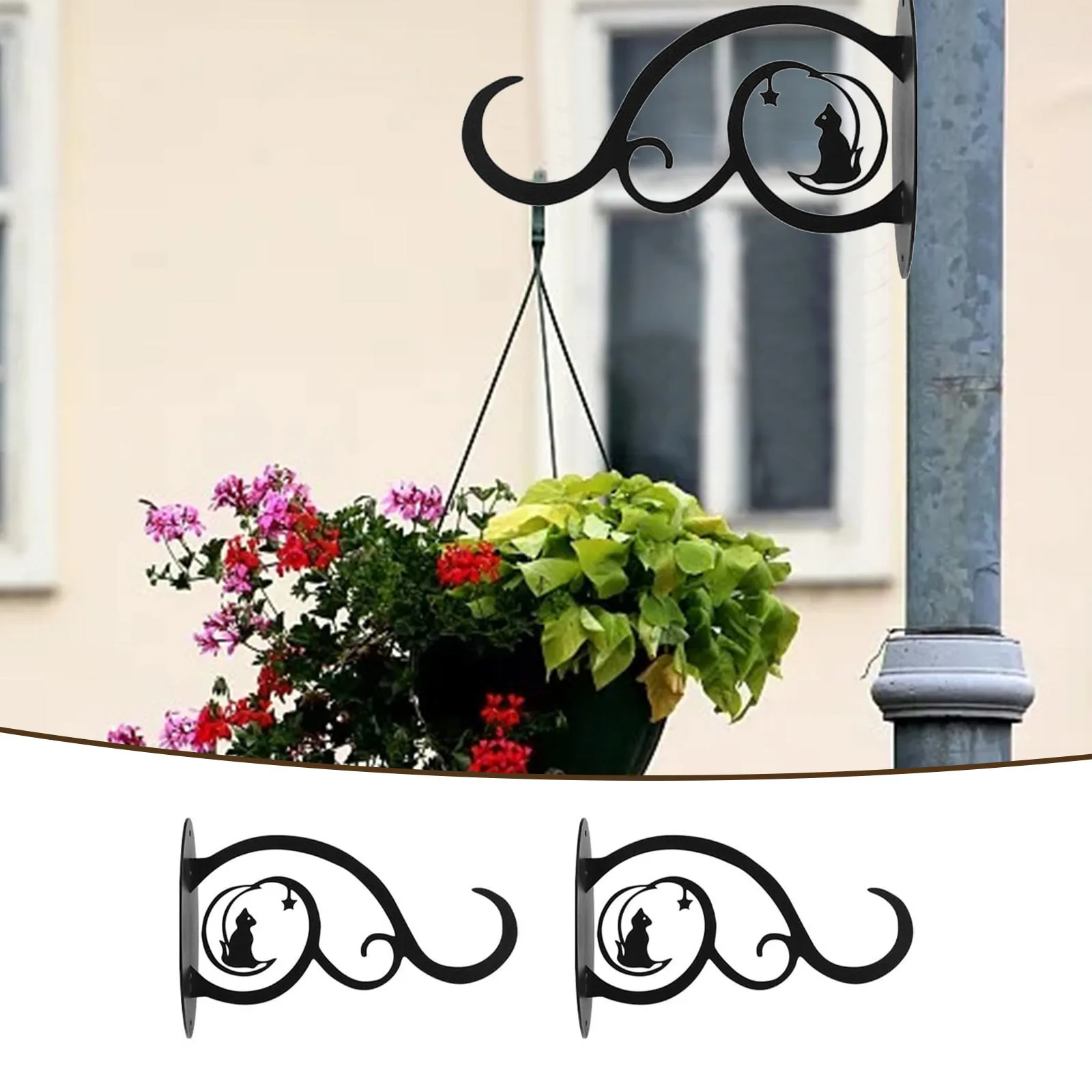 

2Pcs Bracket Hook Wall Hanging Bird Feeder Basket Brackets Hooks Wrought Garden Flower Bracket Gardening