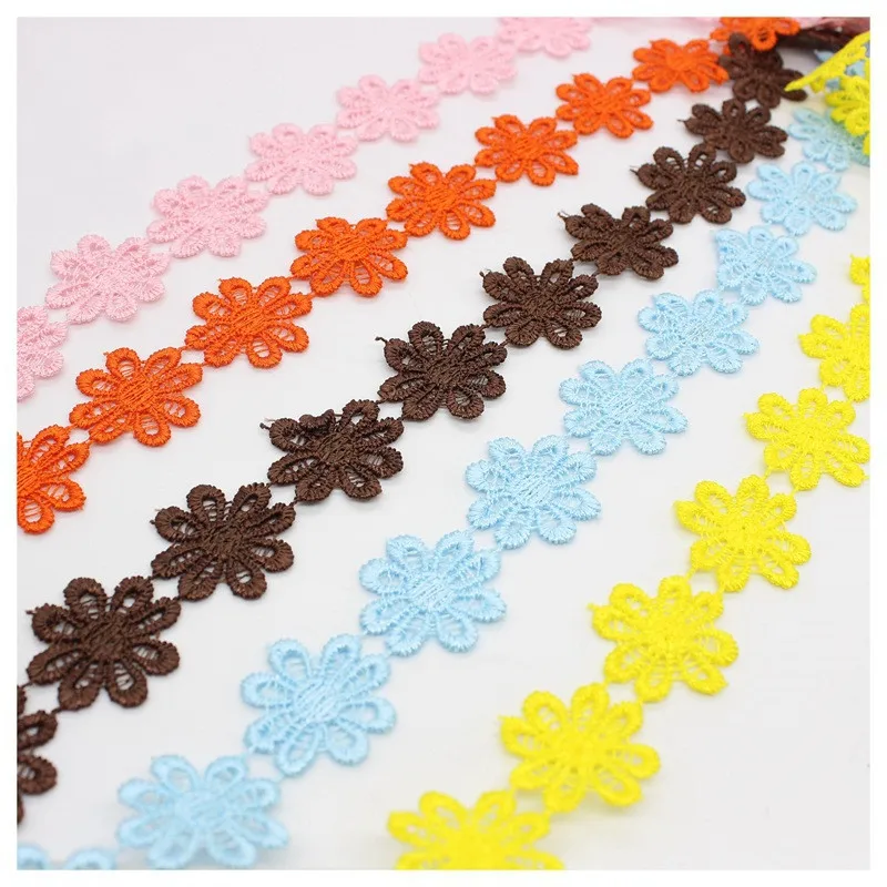 15 ярдов/партия Водорастворимая Вышивка разноцветная Цветочная нашивка 2 5 см