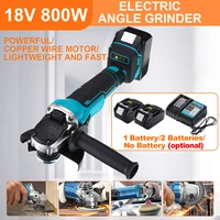 18v angle grinder cordless polishing grinding machine electric brushless 800w rechargeable power cutting tool for makita battery