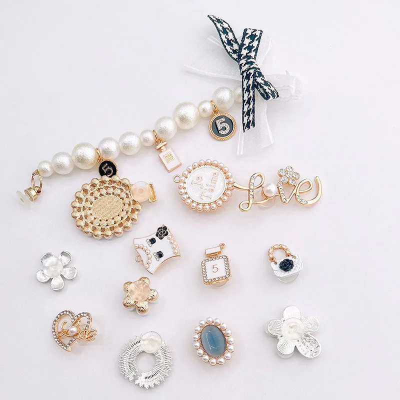 13PCS/Set Croc Shoes Charms Luxury Bling Chain Shoe DIY Metal Decoration Buckle for Women Girls Crocs Gift Shoelace Accessories