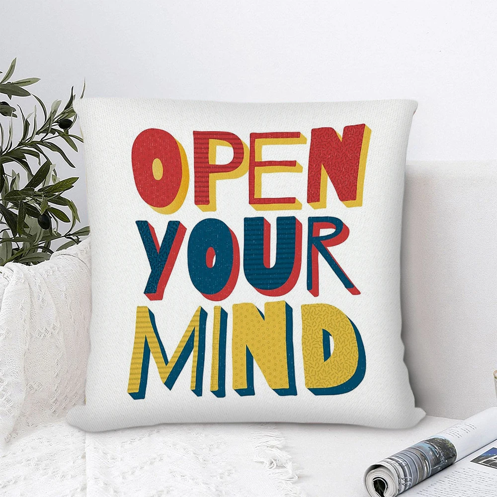 

Open Your Mind Polyester Pillow Cover Decorative Pillows for Sofa Bedroom Pillow Cases Home Decor Cushion Covers 45*45cm
