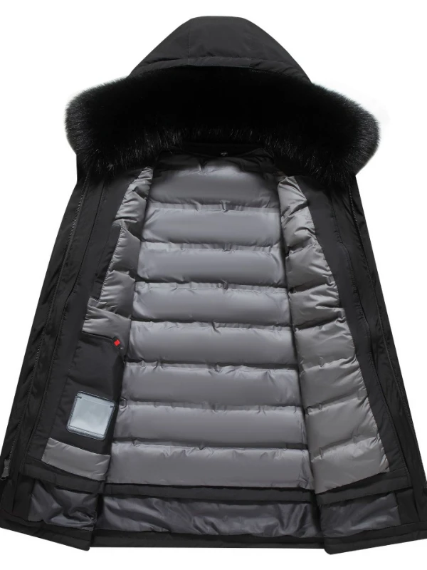 

Куртка на белом утином пуху, мужская одежда больших размеров, меховой воротник, лацканы, Мужское пальто, стеганая куртка, Одежда Для дедушки ...