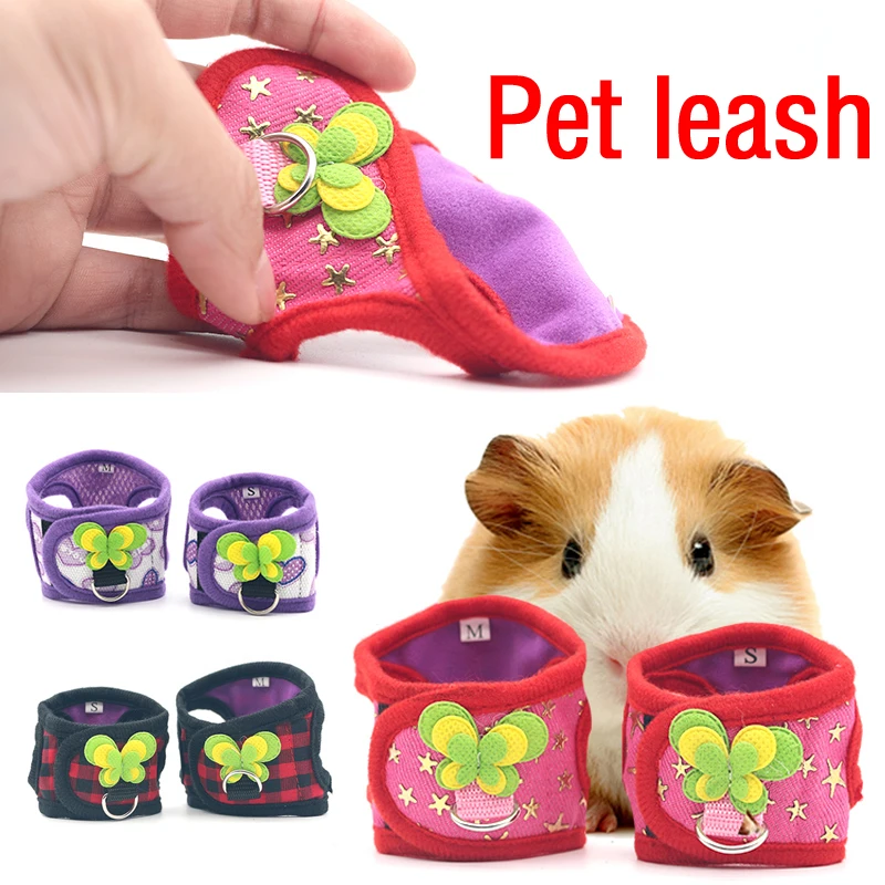 

Small Pet Traction Rope Two-legged Chest Strap Outdoor Leash Clothes Breathable Denim Corset For Chinchilla Dutch Guinea Pig
