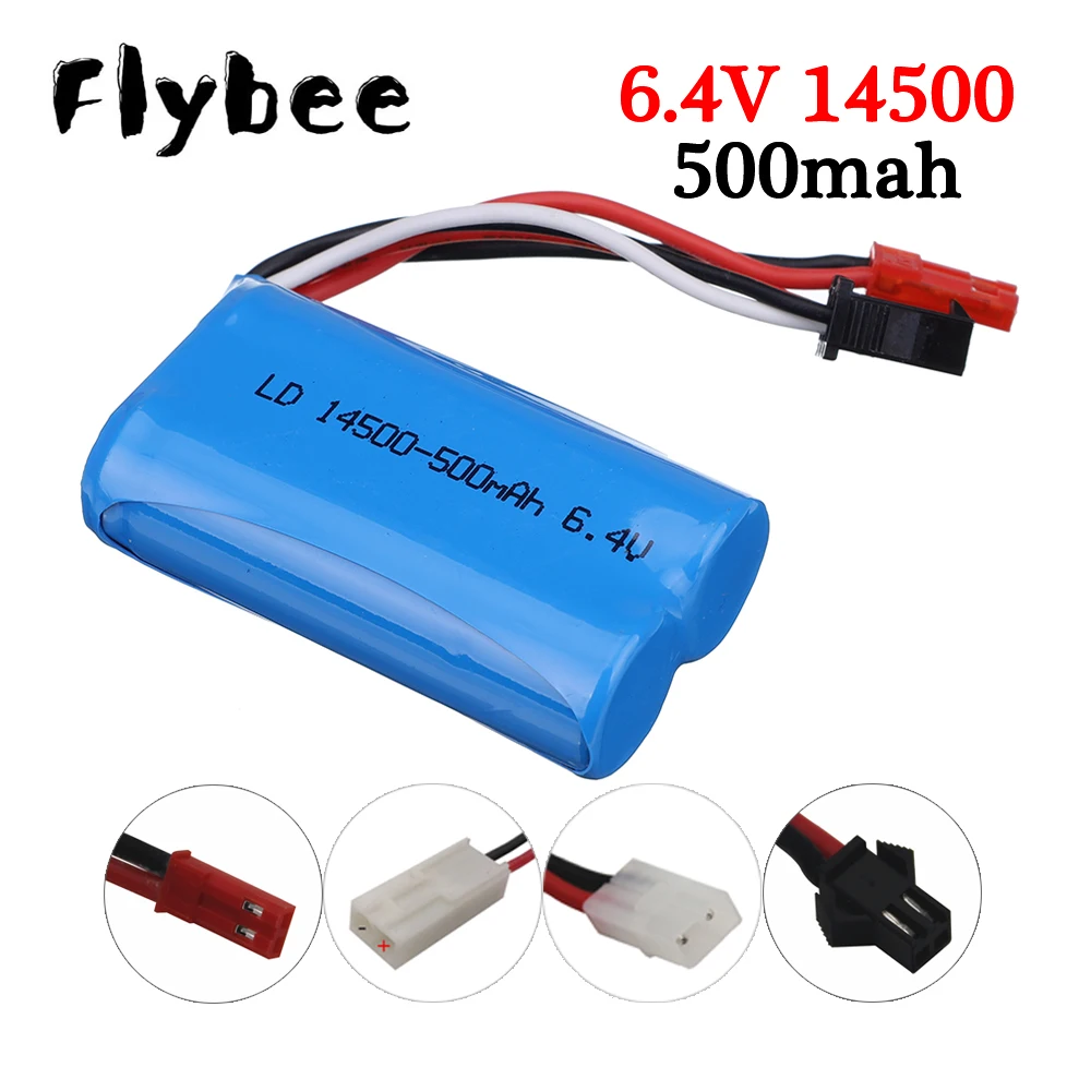 

Литий-ионный аккумулятор 14500, 500 мАч, 6,4 В для внедорожника Wltoys 18401/18402 с дистанционным управлением, аккумулятор 6,4 В для радиоуправляемых игру...