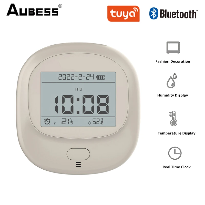 

Tuya Blue-tooth Electronic Digital Thermometer Hygrometer Humidity Thermometer And Hygrometer Decorative Clock Home Thermometer
