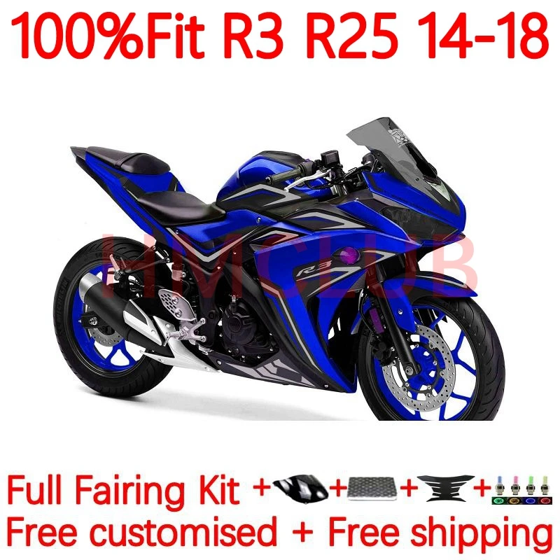 

Инъекция для YAMAHA YZF R3 R25 YZFR25 YZFR3 YZF-R25 2014 2015 2016 2017 2018 полный синий фонарь 14 15 16 17 18 обтекатель 30No.202