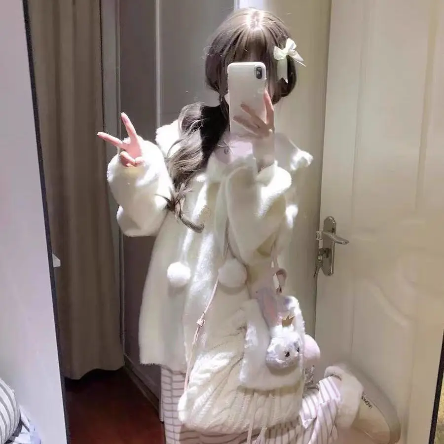 Gaganight женский японский молочный фуфу мягкий липкий вязаный свитер 2024 осень-зима